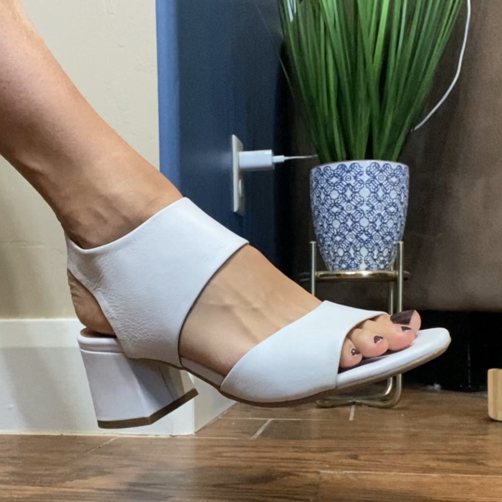 Miz Mooz White Leather Heeled Sandals